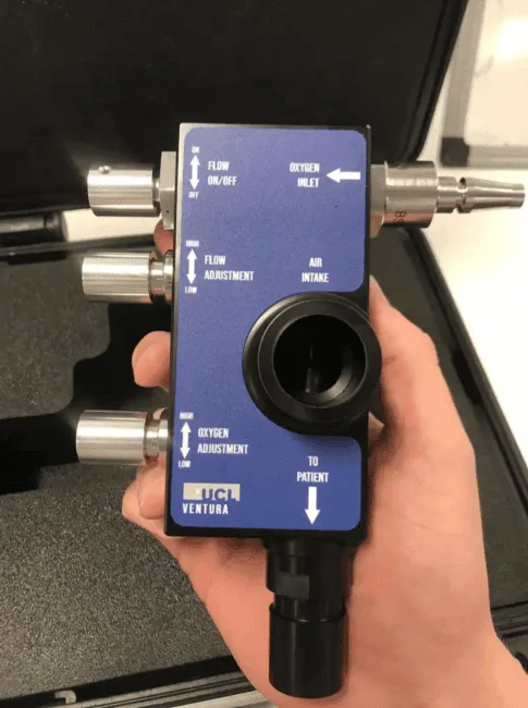 Medical device labels on a CPAP breathing device
